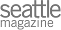 The image shows the logo for "Seattle magazine" in a simple, gray font on a transparent background.