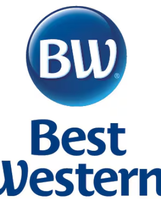 The image shows the Best Western logo with "BW" in a blue circle above the text "Best Western."